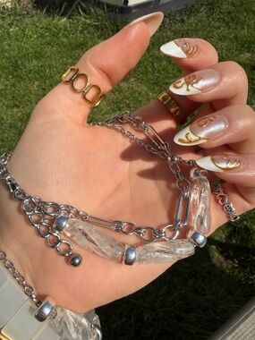 Delicate Weapon - Anklet Spiral Clear Quartz Cut Outs Multi Layer 925 Stainless